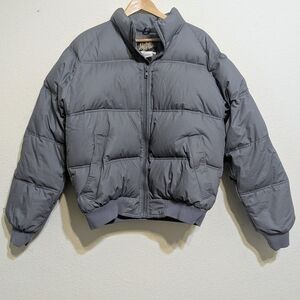 Vintage Golden Bear Jacket Mens Large Gray Puffer Zipper Quilted Down, Waterfowl